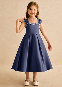 Azazie Yosemite Blumenmädchenkleider Ballkleid Herzausschnitt Matte Satin Kleid Sturm image1