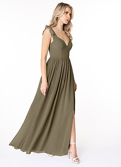 Azazie Stassie Bridesmaid Dresses Willow Green A-Line Sweetheart Ruched Chiffon Dress image4