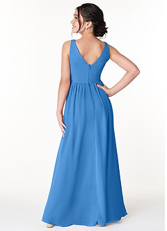 Azazie Sawyer Junior Blue Jay A-Line Pleated Chiffon Dress image2