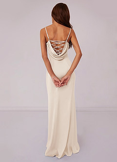 Barbie ♥ Azazie Bridesmaid Dresses White Alabaster Mermaid Corset Stretch Satin Dress image2