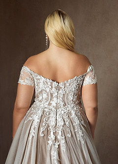 Azazie Rowe Wedding Dresses Diamond White Cocoa Ball-Gown Off the Shoulder Tulle Dress image14