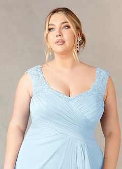 Azazie Edelin Mother of the Bride Dresses Sky Blue A-Line Sweetheart Neckline Pleated Mesh Dress image12