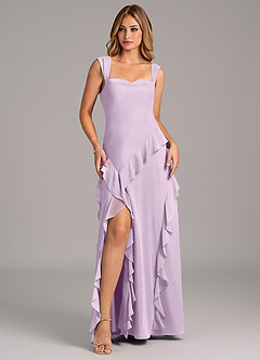 Azazie Sloane Brautjungfernkleider A-Linie Herzausschnitt Chiffon Kleid Frostiges Flieder image1