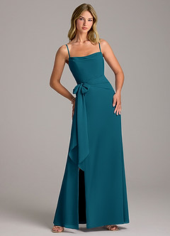 Azazie Tahlia Abiti da Damigella Abito A-Line in Chiffon Con Cintura Blu Inchiostro image1
