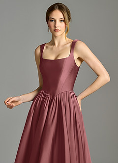 Azazie Verina Brautjungfernkleider A-Linie Plissee Stretch-Satin Kleid Amethyst image2