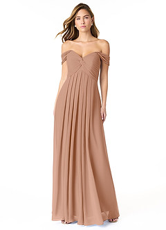 Azazie Kaitlynn Bridesmaid Dresses Champagne Rose Empire Ruched Chiffon Convertible Dress image2