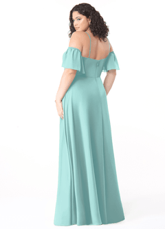 Azazie Sue Bridesmaid Dresses Aqua A-Line Off the Shoulder Chiffon Convertible Dress image10