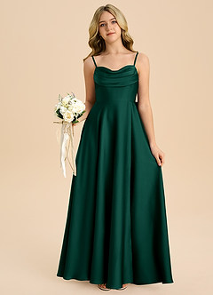 Azazie Bear Junior Emerald A-Line Sweetheart Neckline Stretch Satin Dress image7
