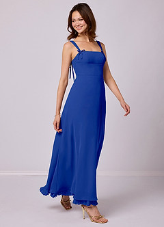 Barbie ♥ Azazie Bridesmaid Dresses Royal Blue A-Line Pleated Chiffon Dress image1