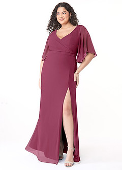 Azazie Cierra Bridesmaid Dresses Mulberry A-Line V-Neck Chiffon Dress image9
