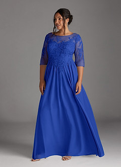 Azazie Harriet Mère de la mariée Robes Robe Trapèze en Maille Dentelle en forme d'anneau Bleu Roi image10
