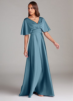 Azazie Pamela Bridesmaid Dresses Bermuda A-Line Pleated Stretch Satin Dress image3