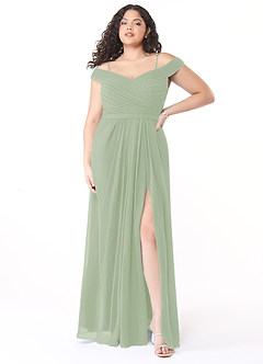 Azazie Audrianna Bridesmaid Dresses Dusty Sage A-Line Off-The-Shoulder Gathered Chiffon Convertible Dress image7