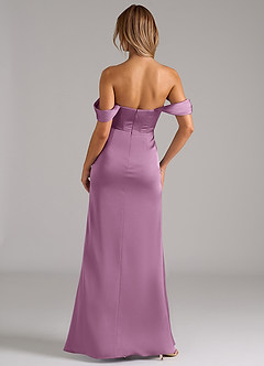 Azazie Johana Bridesmaid Dresses Wisteria Mermaid Off the Shoulder Stretch Satin Convertible Dress image4