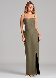 Azazie Calandra Suknie dla druhen Osłona Pofałdowany Szyfon Do ziemi Sukienka image5