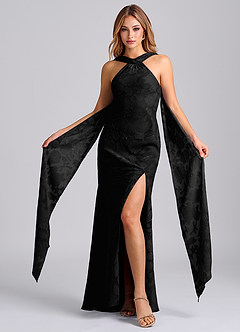 Azazie Kinsley Suknie dla druhen Syrena Pofałdowany Kwiatowe wypalenie Do ziemi Sukienka image5