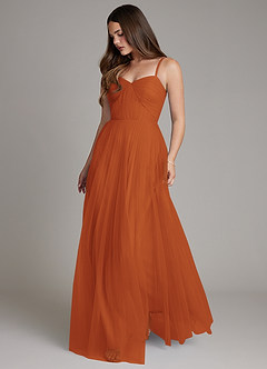 Azazie Teagan Bridesmaid Dresses Cinnamon A-Line Sweetheart Neckline Tulle Dress image1