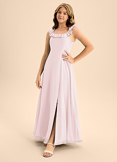 Azazie Callie Junior Abito A-Line in Chiffon Increspato Rosa Rossore image3