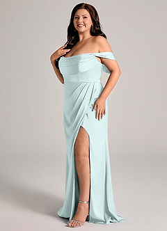 Azazie Johana Vestidos de damas de honor Vestido de Vidrio Marino de Satén Elástico de Corte Sirena Convertible con Vestidos sin tirantes image12