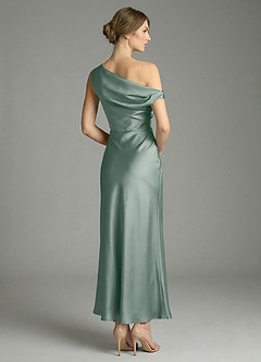 Azazie Emerson Brautjungfernkleider Meerjungfrau-Linie Schulterfrei Stretch-Satin Kleid Silberner Salbei image6