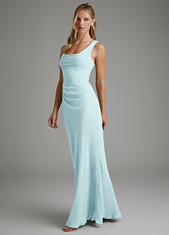 Azazie Asa Bridesmaid Dresses Sea Glass Sheath Corset Chiffon Dress image4