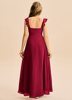 Azazie Mavie Junior Abito A-Line in Chiffon Increspato Borgogna image2