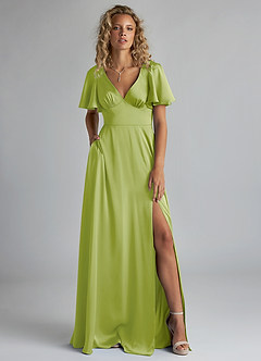 Azazie Kimber Brudtärnklänningar Klä av A-Linje i Stretch Satin Rynkad Päron image1