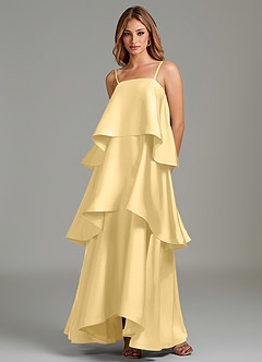 Azazie Azalea Vestidos de damas de honor Vestido Butter de Satén Elástico de Línea A con Drapeado image5