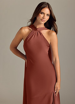 Azazie Kinsley Bridesmaid Dresses Auburn Mermaid Side Slit Stretch Satin Dress image5