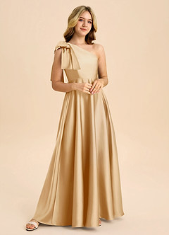 Azazie Penguin Junior Klä av A-Line i Stretch Satin Rosett image4