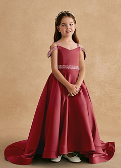 Azazie Jodi vestidos de niña de las flores Vestido de Granada de Satin Mate de Corte En A image4