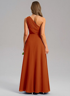 Azazie Phaedra Bridesmaid Dresses Paprika A-Line One Shoulder Chiffon Dress image2