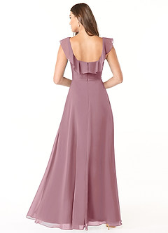 Azazie Jinny Bridesmaid Dresses Vintage Mauve A-Line Square Neckline Ruched Chiffon Dress image2