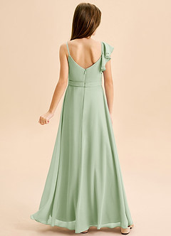 Azazie Kelsea Junior Abito A-Line in Chiffon Increspato Verde Salvia image2