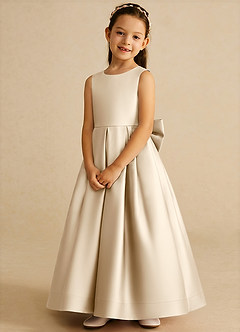 Azazie Cailee Blumenmädchenkleider Ballkleid Plissee Matte Satin Kleid Champagner image4