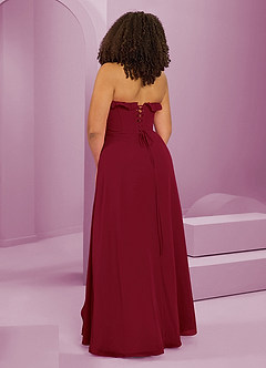 Barbie ♥ Azazie Robes de demoiselle d'honneur Robe Trapèze en Mousseline de soie Encolure en Forme de Cœur Bourgogne image13