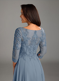 Azazie Marge Brudens mor kjoler A-Line Scoop Blonde Chiffon Te-længde Kjole image4
