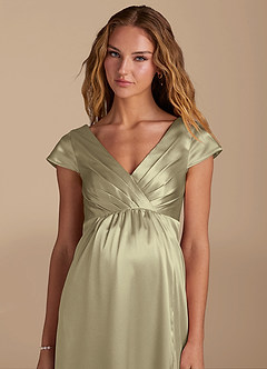 Azazie Allessia Brautjungfernkleider für Schwangere A-Linie Metallischer Satin Bodenlänge Kleid image7
