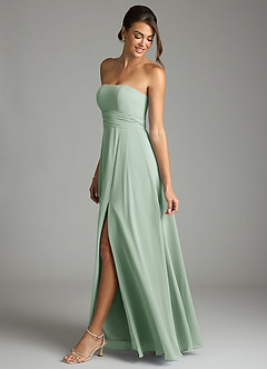 Azazie Tamira Suknie dla druhen Linia A Pofałdowany Szyfon Do ziemi Sukienka image3