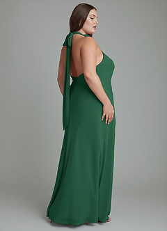 Azazie Velli Bridesmaid Dresses Dark Green Mermaid High Neck Chiffon Dress image13