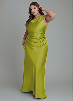 Azazie Kieryn Robes de demoiselle d'honneur Robe Sirène en Satin extensible Plissé Citronnelle image9