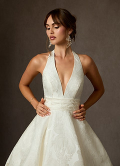 Azazie Saphira Bröllopsklänningar Klänning av Balklänning i Blommig Jacquard med fickor Antik Vit image6