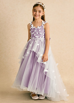Azazie Darlina Flower Girl Dresses Ivory Wisteria Ball-Gown Lace Tulle Dress image6