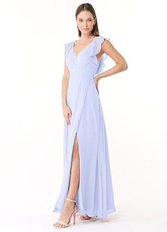 Azazie Yoko Bridesmaid Dresses Lavender A-Line Ruched Chiffon Dress image3