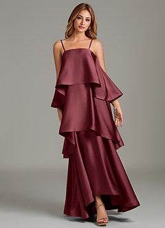 Azazie Azalea Abiti da Damigella Abito A-Line in Raso Elasticizzato Drappeggiato Merlot image6