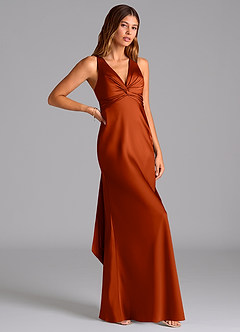 Azazie Hati Bridesmaid Dresses Paprika Mermaid Stretch Satin Dress image1