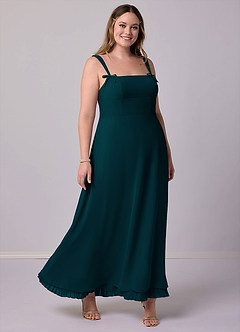 Barbie ♥ Azazie Final Sale Pine A-Line Pleated Chiffon Dress image10