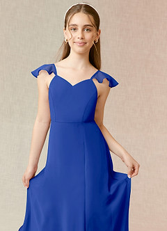 Azazie Everett Junior Royal Blue A-Line Chiffon Dress image5