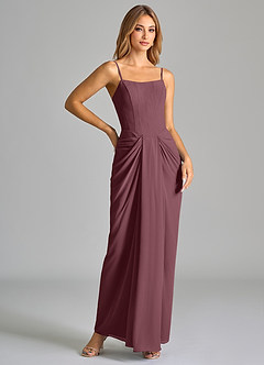 Azazie Anaïs Bridesmaid Dresses Sangria Sheath Strapless Chiffon Dress image6