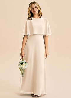 Azazie Maris Junior Abito A-Line in Chiffon Alabastro Bianco image5